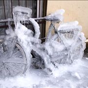 Picture Of Frozen Bicycle And Ice