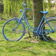 Picture Of Old Blue Bicycle