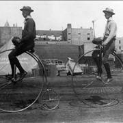 Picture Of Two Men Ride Penny Farthings 1886